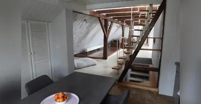 Ein Sitzbereich in der Unterkunft Ferienwohnung Olafs Werkstatt