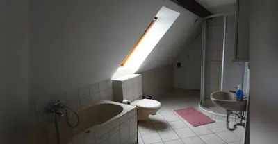 Ein Badezimmer in der Unterkunft Ferienwohnung Olafs Werkstatt