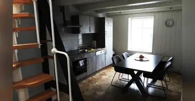 Küche/Küchenzeile in der Unterkunft Ferienwohnung Olafs Werkstatt