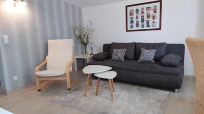 Ein Sitzbereich in der Unterkunft Ferienwohnung Lotte