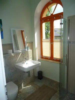 Ein Badezimmer in der Unterkunft Ferienwohnung Gänseblümchen in Buchholz