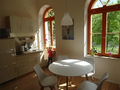 Küche/Küchenzeile in der Unterkunft Ferienwohnung Gänseblümchen in Buchholz