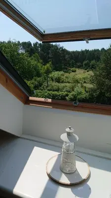 Ein Balkon oder eine Terrasse in der Unterkunft Klimatisiertes Ferienapartment an der Stadtgrenze von Berlin