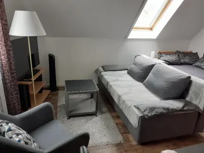 Ein Sitzbereich in der Unterkunft Seeblick Kemnitz