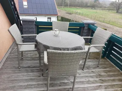 Ein Balkon oder eine Terrasse in der Unterkunft Seeblick Kemnitz