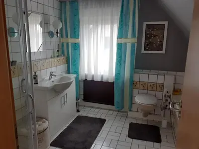 Ein Badezimmer in der Unterkunft Seeblick Kemnitz