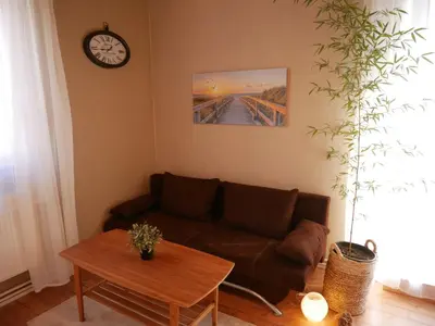 Ein Sitzbereich in der Unterkunft Ferienwohnung Wusterwitz