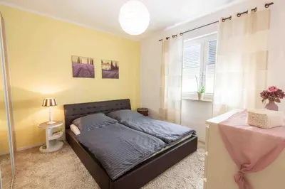 Ein Bett oder Betten in einem Zimmer der Unterkunft Havel Ferienhaus Brandenburg, Nähe Beetzsee
