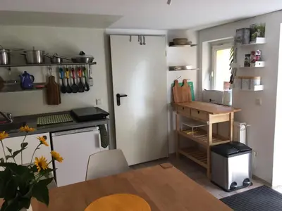 Küche/Küchenzeile in der Unterkunft Cevennenremise