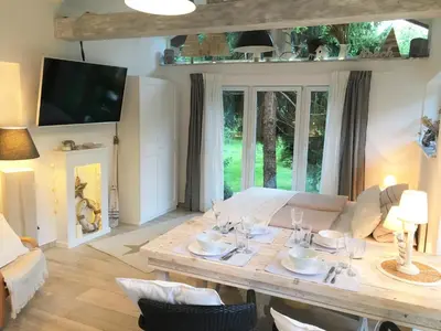 TV/Unterhaltungsangebot in der Unterkunft GartenApartment Strandgut mit Outdoor Whirlpool und Garten