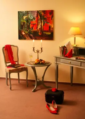 Ein Sitzbereich in der Unterkunft Hammers Landhotel GmbH