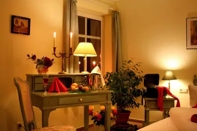 Ein Sitzbereich in der Unterkunft Hammers Landhotel GmbH