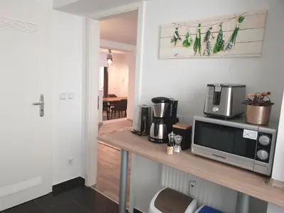 Küche/Küchenzeile in der Unterkunft Studioapartment L46 - in exklusiver Innenstadtlage