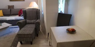 Ein Sitzbereich in der Unterkunft Dorfstraße 21 Ferienwohnung 3