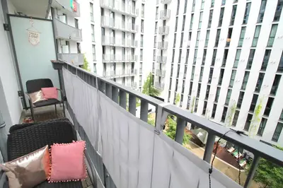 Ein Balkon oder eine Terrasse in der Unterkunft Holiday at Alexanderplatz Apartments