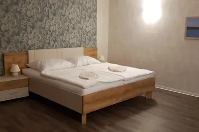 Ein Bett oder Betten in einem Zimmer der Unterkunft Stolpseeblick