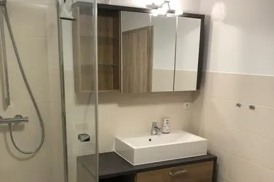 Ein Badezimmer in der Unterkunft Stolpseeblick