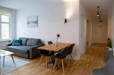 Ein Sitzbereich in der Unterkunft Madflats Hotel-Apartments S-Bahn Friedenau