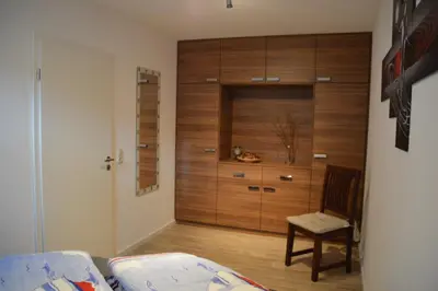 Ein Bett oder Betten in einem Zimmer der Unterkunft Wohnen im Fachwerkhaus