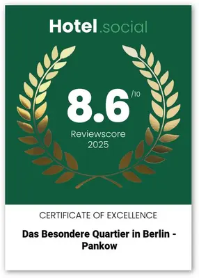 Ein Zertifikat, Auszeichnung, Logo oder anderes Dokument, das in der Unterkunft Ferienunterkunft in Berlin-Pankow Rosenthal ausgestellt ist