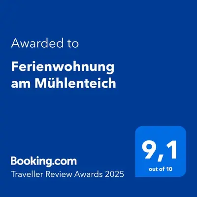 Ein Zertifikat, Auszeichnung, Logo oder anderes Dokument, das in der Unterkunft Ferienwohnung am Mühlenteich ausgestellt ist