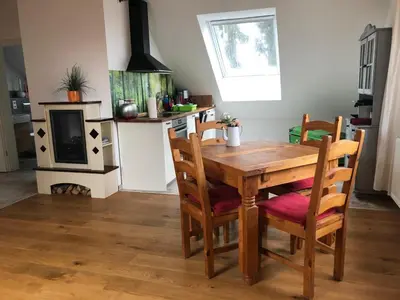 Küche/Küchenzeile in der Unterkunft Ferienwohnung am Mühlenteich