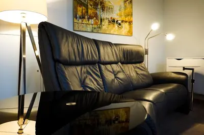 Ein Sitzbereich in der Unterkunft Parkresidenz Lychen, Ferienwohnung 4
