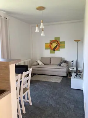 Ein Sitzbereich in der Unterkunft Haus Brandenburg