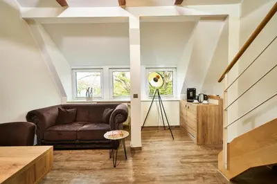 Ein Sitzbereich in der Unterkunft Lounge-Hotel Seeterrassen