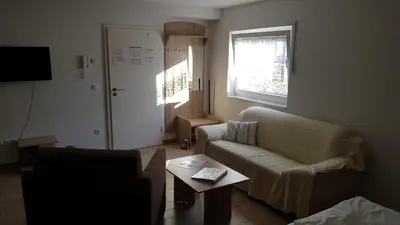 Ein Sitzbereich in der Unterkunft Ferienhaus Magasch