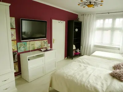 Ein Bett oder Betten in einem Zimmer der Unterkunft gemütliches Gästehaus Berlin Bohnsdorf, nähe Flughafen Schönefeld