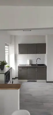 Küche/Küchenzeile in der Unterkunft Ferienhaus Dobberzin nahe Mündesee