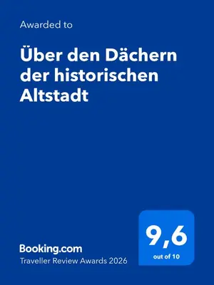 Ein Zertifikat, Auszeichnung, Logo oder anderes Dokument, das in der Unterkunft Über den Dächern der historischen Altstadt ausgestellt ist