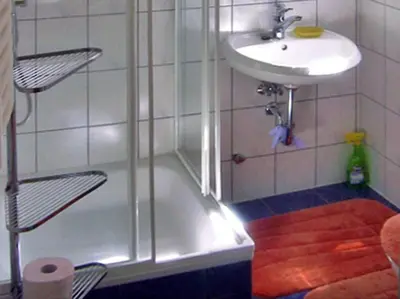 Ein Badezimmer in der Unterkunft Bungalow am Strandbad