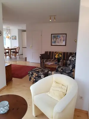 Ein Sitzbereich in der Unterkunft Apartment Scharmützelsee