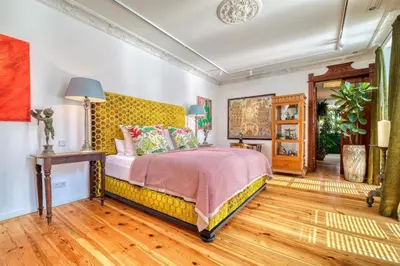 Ein Bett oder Betten in einem Zimmer der Unterkunft ackselhaus & blue Home