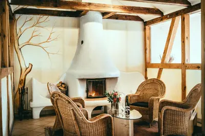 Ein Sitzbereich in der Unterkunft Landhotel Classic