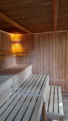 Grundriss der Unterkunft Ferienhaus Reetdach 1300qm Privatgrundstück Bootssteg Sauna Templin Lübbesee Uckermark Erholung pur Seenplatte