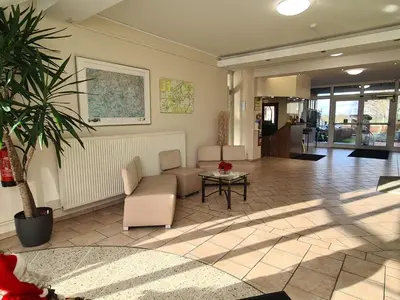 Ein Sitzbereich in der Unterkunft Landhotel Löwenbruch