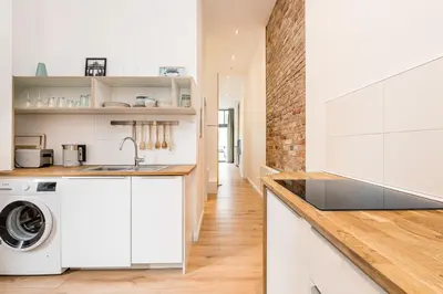 Küche/Küchenzeile in der Unterkunft Stylish New Cube Loft II by Berlin-Wall-Apartments