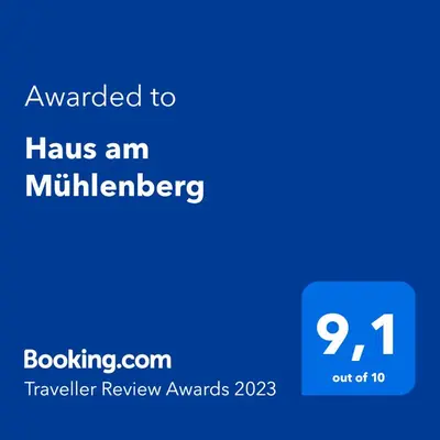 Ein Zertifikat, Auszeichnung, Logo oder anderes Dokument, das in der Unterkunft Haus am Mühlenberg ausgestellt ist
