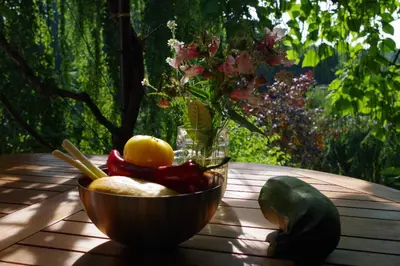 Ein Garten an der Unterkunft Haus im Grünen Meer