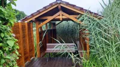 Ein Garten an der Unterkunft Remise am Zemminsee