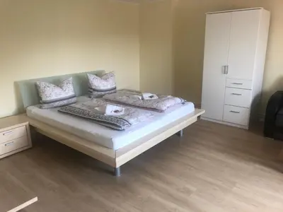 Ein Bett oder Betten in einem Zimmer der Unterkunft Fahrradpension-Joachimsthal