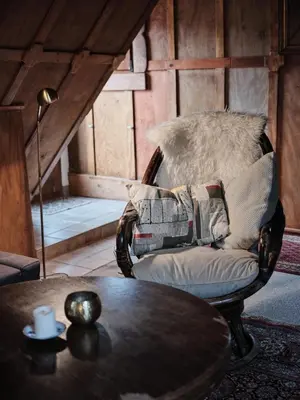 Ein Sitzbereich in der Unterkunft Guesthouse with 3 apartments, just outside Berlin, near to Tesla