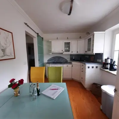 Küche/Küchenzeile in der Unterkunft Hanghaus der Villa Oderblick