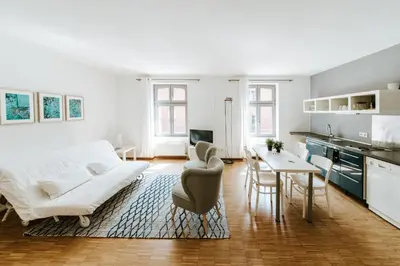 Küche/Küchenzeile in der Unterkunft Josty Brauerei Appartements