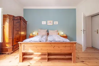 Ein Bett oder Betten in einem Zimmer der Unterkunft Ferienwohnung Papenmühle am Kurpark