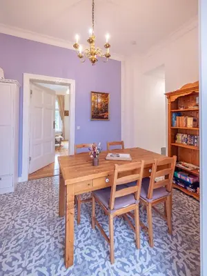 Ein Sitzbereich in der Unterkunft Ferienwohnung Papenmühle am Kurpark