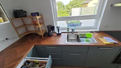 Küche/Küchenzeile in der Unterkunft Ferienwohnungen Im Grund 22, 22a, 22c Birkenstein